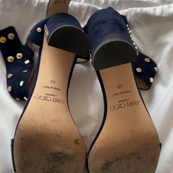 Jimmy Choo Veto 100 studded suede sandals - Navy - Size 40 - Picture 6 of 7